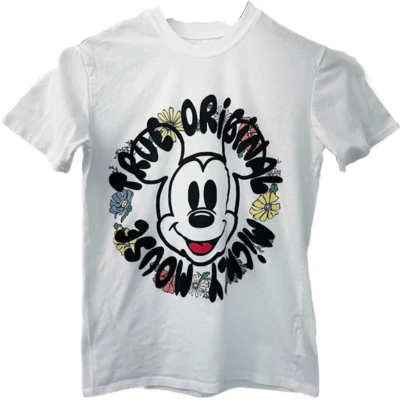 Disney Mickey Mouse Floral Graphic Tee Shirt XS - Picture 4 of 8